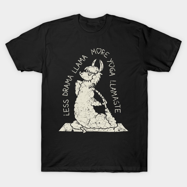 Less Drama More Yoga Llama T-Shirt by huebucket